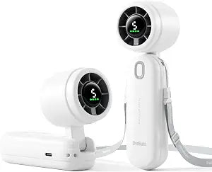 Diveblues High-Speed Portable Handheld Turbo Fan, USB Rechargeable Battery Powered, Small Portable Pocket Fan for Travel, Outdoor, Home, Office, Concerts, Lash, Gift for Women(White)