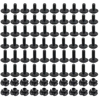 80 Pcs Gun Holster Screws and Black 3 Prong T-Nuts Kit #8-32 x 5/16" & 3/8" & 15/32" for Safariland QLS/Holster & Kydex & Leather Gun Holster & Knife Sheaths, Hardened Carbon Steel (Black - 80Pcs)