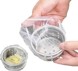 1000 Pack, Disposable Sink Drain Strainer Bags with Elastic Mouth, Fine Mesh Anti-Clog Filter, Easy to Clean, with Hooks for Kitchen Bathroom