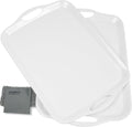 Czlizdyt Large Melamine Serving Tray with Handles, 17.5 x 12 in Rectangular Melamine Serving Platter, Dishwasher Safe Trays for Eating, Appetizer, Charcuterie, Snack, Fruit, Desserts, Set of 2, White