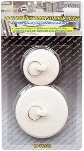 2 Pack Rubber Drain Stopper Plugs, 2 Different Sizes