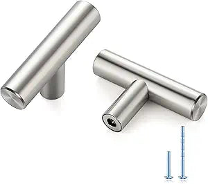 30 Pack Brushed Nickel Cabinet Knobs, 2in Length T Bar Drawer Pulls