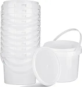 Gerrii 10 Pack White Plastic Bucket with Handle and Lid