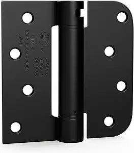 6 Pack Goldenwarm 4in Spring Door Hinges Black Square 5/8" Radius Corners