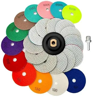 14 Pcs 4 Inch Diamond Polishing Pads with 5/8-11 Backer Pad
