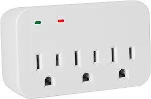 3 Outlet Extender Surge Protector 1 Pack, 1125J 3 Prong Electrical Plug Heavy Duty Surge Protector, Compact Grounded Triple Wall Outlet for RefrigeratorFridge,Washing Machine,Travel,1875W,White,ETL