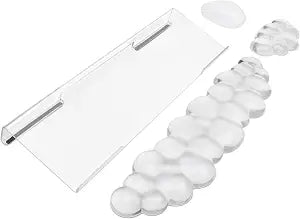 Acrylic Transparent Computer Keyboard Stand with Gel Cloud Keyboard and Mouse Wrist Rest, Ergonomic Tilting 3-in-1 Set, Relieves Painful Typing, for Office/Computer/Laptop/Gaming