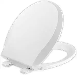 JINGZE Round Toilet Seat with Slow Close Standard Toilet Seat,Quiet Toilet Cover Seat Toilet Lid Durable Refused to Loosen Easy to Install & Clean,White
