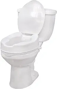 Drive Medical Raised Toilet Seat with Lock and Lid, 4 Inch