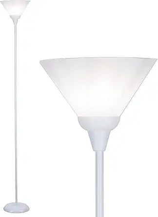 LIGHTACCENTS White Torchiere Floor Lamp - Floor Lamps for Living Room, Bedroom Standing Lamp, Modern Living Room Decor, 70-Inch Pole Light with Opal White Cone Shade - Stylish Tall Lamp