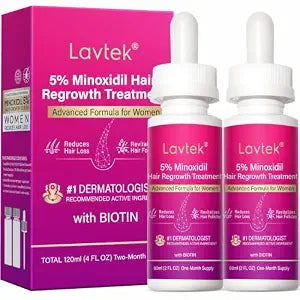 5% Minoxidil Hair Growth Women, Minoxidil for Women Hair Growth Serum with Biotin & Castor Oil, Helps Reduce Hair Loss & Thinning, Strengthens Roots