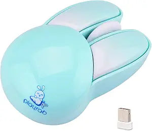 Lomiluskr Cute Bunny Wireless Mouse, Lightweight Portable Silent Click Mice, 2.4G Wireless Mice, Candy Colors, Kawaii Mouse for Girls and Kids (Blue Bunny)