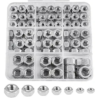 SAE Hex Nuts, 178 Pack 304 (A2-70) Stainless Steel Hardware Nuts