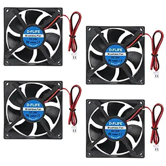 4pcs 8025 Cooling Fan 80x80x25mm DC 24V Cooler Brushless Fan 80mm Fan XH2.54 2Pin for DIY PC Computer Cooling Case Fan 80mm 25mm (24V)