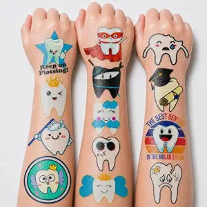 96 PCS Cute First Milk Tooth Pre-cut Temporary Tattoos for Kids