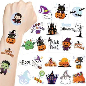 WorldBazaar Halloween Temporary Tattoos for Kids 210PCS Holographic Bulk