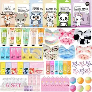 72PCS Spa Party Supplies for Women, Spa Party Favors Include Face Masks,Hand Cream,Spa Headband, Foot Bath Bombs,Spa Birthday and Sleepover Party Supplies for Women