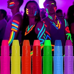 7 Colors Glow in The Dark Under Black Light Face Body Painting Sticks