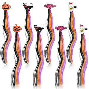 8 Pcs Halloween Hair Extensions Clips for Girls Costume Accessories