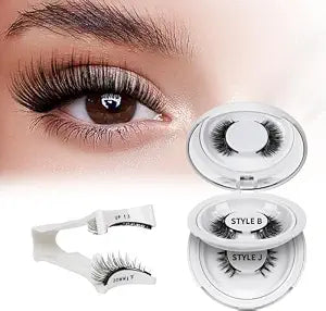 QUEWEL Reusable Magnetic Eyelashes 2 Pair Magnetic Eyelashes with Applicator No Glue Needed Eyelashes Natural Look Lash Clusters Kit Easy to Wear and Remove(B+J02)