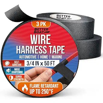Wire Harness Tape 3-Pack (150ft), Cloth Electrical Tape Automotive