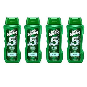 Irish-Spring 5-in-1 Shampoo, Conditioner, Body Wash, Face Wash and Deodorizer, 18 oz (Pack of 4)