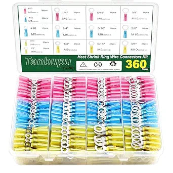 360Pcs Heat Shrink Ring Terminals Kit-Waterproof Crimp Wire Connectors