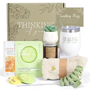 Thinking of You Care Package for Women - Get Well Soon GBasket for Sick Friend After Surgery Gifts Feel Better Gifts for Women, Sympathy Gift Baskets Sending Hugs, Self-Care Spa Gifts