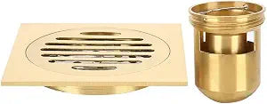 Socobeta Brass Shower Floor Drain with Trap, Bathroom Water Drainer Double Filter