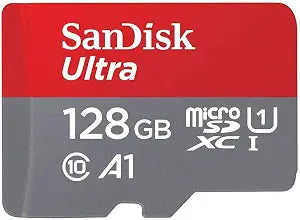 SanDisk 128GB Ultra MicroSDXC UHS-I Memory Card with Adapter - 100MB/s, C10, U1, Full HD, A1, Micro SD Card - SDSQUAR-128G-GN6MA