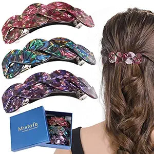 Mistofu Women's Hair Barrettes - Elegant French Retro Accessories for Thick Hair Daily Wear (3pcs Large)