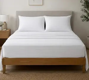 Queen Size 3-Piece Bedding Set (1 Flat Sheet + 2 Pillow Covers)...