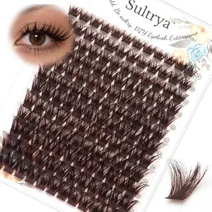 Brown Lash Clusters 144PCS Natural Fluffy Thick Eyelash Clusters, C Curl Volume Cluster Lashes, False Eyelashes, Beginner Friendly, DIY Eyelash Extensions for Natural Look (8-16mm, Brown)