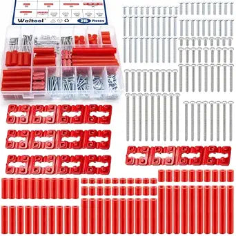 215Pcs Electrical Outlet Box Extender Kit Contains 6-32 3/8", 9/16", 3/4", 1", 1.2" Outlet Screws, Switch Spacers & Slims for Switch Electrical Box