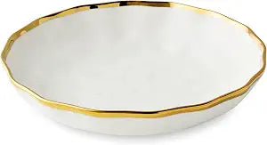 Regency Gold 36-Ounce Porcelain Soup Bowls  Set of 4 Elegant Gold-Trimmed Bowls  Perfect for Soup, Stew, Pasta & Salads  Durable, Dishwasher-Safe Tableware for Everyday Dining & Special Occasions