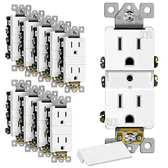 TOPGREENER Decorator Outlet, 15A Tamper-Resistant Receptacle, 10 Pack
