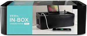 UT Wire UTW-BXSM-BK Desktop Mobile Charging Station & Power Strip Box, Black