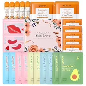 QUIYUM 26PCS Face Masks& Lip& Eye Masks Skin Care Set for Women Teens Girl