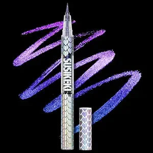 SUSIKEKI Chameleon Liquid Eyeliner, Blue Purple Metallic Color Shifting Shimmery Eye Liner, Duo-color Waterproof Long Lasting Glitter Eye Makeup Pen Eyeliners (Twilight Iris)