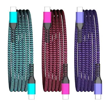 Teeind USB C Cable, [6ft, 3-Pack 60W] PD 3.0 USB C Cable Fast Charging for iPhone 18 Fast Charger/17/16/15 Samsung Galaxy A10e A20 A50 A51 A71, S20 S10 S9 S8 Plus S10E