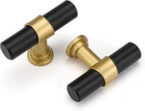 Goldenwarm 10 Pack Black and Gold Cabinet Knobs, Zinc Alloy Dresser Knobs