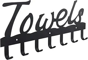 OYEFLY Bathroom Towel Rack for Wall Mount, Towel Holder Hooks,Towel Hanger for Bathroom Decor (Black, 14.8in)
