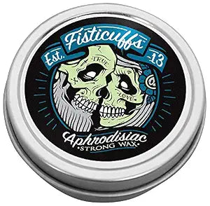 Fisticuffs Grave Before Shave Strong Hold Mustache Wax Leather/Cedarwood Scent 1 Oz. Tin