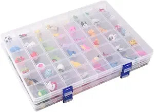 2 Pack Fixed 48 Grids Clear Plastic Divider Storage Box