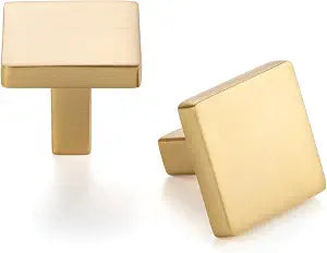 Square Brushed Gold Cabinet Knobs 1-1/8 Inch 10 Pack K2401