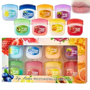 8-Pack Fruit-Flavored Lip Balm Set, Long-Lasting Moisturizing Natural Lip