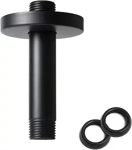 4 Inch Shower Arm with Flange, Ceiling Mounted Shower Head Extension Arm, 1/2 NPT Straight Arm for Rain Shower Head, Stainless Steel Shower Head Extension Replacement Pipe Arm, Black