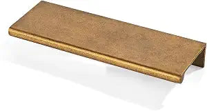 khtumeware 2 Pack 4 inch(102mm) Hole Center Antique Brass Finger Edge Pull Solid Zinc Drawer Pull Hidden Edge Treatment Hardware Finger Pull Kitchen Drawer Hardware