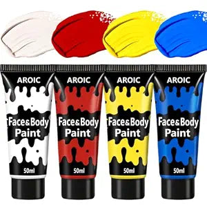 AROIC 4 Colors Face Body Paint, 6.76 oz Kids Water Based Face Painting