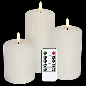 GenSwin Flameless LED Candles Battery Operated with Remote Timer White